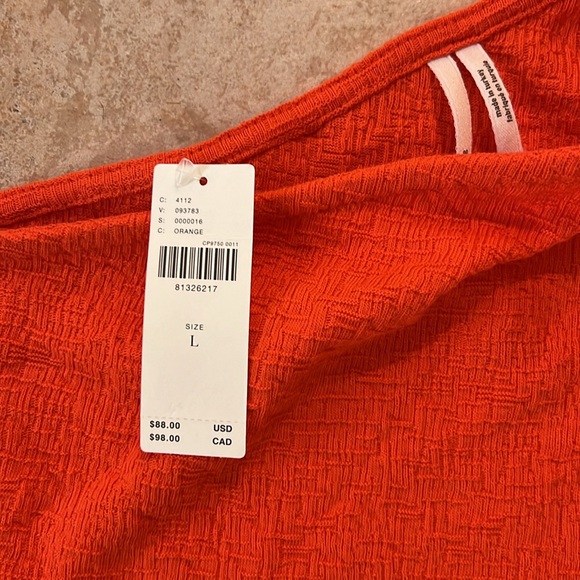 NWT By Anthropologie One Shoulder Ruffle Top Orange in Sz L - Picture 8 of 10